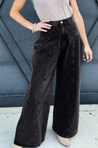 Thumbnail for High Rise Wide Leg Jeans with Pockets