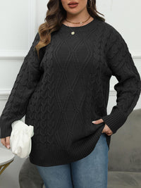 Thumbnail for Plus Size Round Neck Long Sleeve Sweater