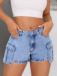 Thumbnail for Mid-Rise Waist Denim Shorts with Pockets