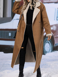 Thumbnail for Plus Size Drop Shoulder Sherpa Longline Coat