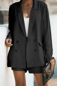 Thumbnail for Longline Blazer and Shorts Set with Pockets