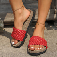 Thumbnail for PU Leather Woven Platform Sandals