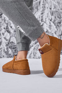 Thumbnail for Letter M Suede Round Toe Slippers