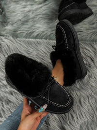 Thumbnail for Thermal Fuzzy Tied Round Toe Boots