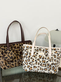 Thumbnail for Leopard Faux Fur Tote Bag with Coin Purse