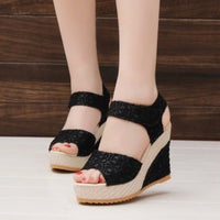 Thumbnail for Lace Detail Open Toe High Heel Sandals