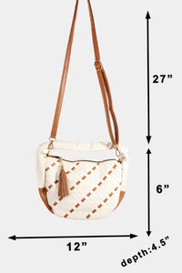 Thumbnail for Fame Tassel Detail Weave Semi Circle Bag