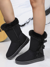 Thumbnail for Bow Thermal Faux Fur Suede Boots