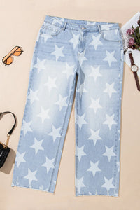 Thumbnail for Plus Size Star Straight Leg Jeans with Pockets