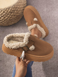 Thumbnail for Thermal Fuzzy Buckle Platform Slippers