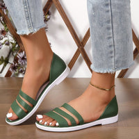 Thumbnail for PU Leather Three-Strap Sandals