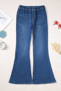 Thumbnail for Elastic Waist Bootcut Jeans with Pockets