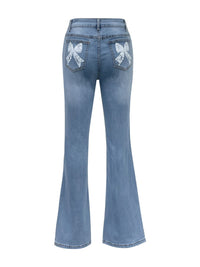 Thumbnail for Bow Back Flare Jeans