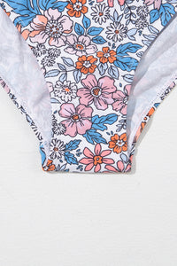Thumbnail for Drawstring Printed Wide Strap Swim Dress