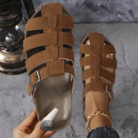 Thumbnail for Suede Round Toe Woven Sandals