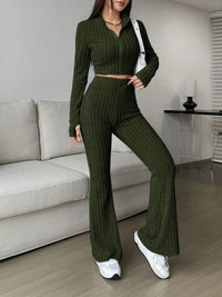 Thumbnail for Honey Zip Up Long Sleeve Top and Pants Set