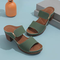 Thumbnail for PU Leather Block Heel Sandals