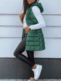 Thumbnail for Plus Size Zip Up Hooded Vest Coat