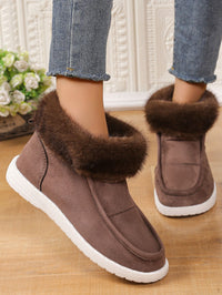 Thumbnail for Faux Fur Suede Round Toe Sneakers