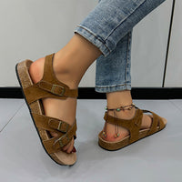 Thumbnail for Open Toe Flat Buckle Sandals