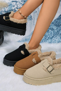 Thumbnail for Round Toe Platform Fuzzy Boots