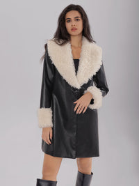 Thumbnail for Fuzzy Long Sleeve Longline Coat