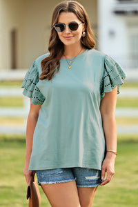 Thumbnail for Plus Size Butterfly Sleeve Round Neck Top