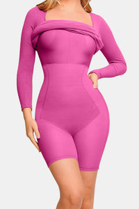 Thumbnail for Basic Bae Full Size Built-In Shapewear Square Neck Long Sleeve Dress