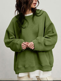 Thumbnail for Round Neck Dropped Shoulder Long Sleeve Sweatshirt