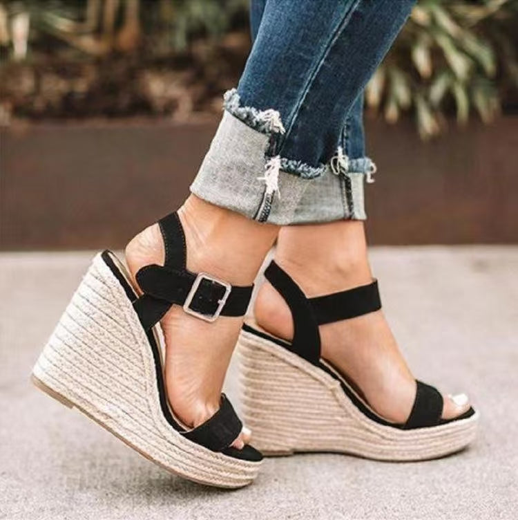 Open Toe High Heel Wedge Sandals