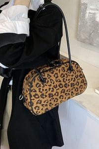 Thumbnail for Leopard Suede Medium Shoulder Bag