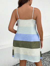 Thumbnail for Plus Size Color Block Scoop Neck Mini Dress