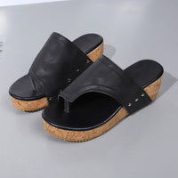 Thumbnail for PU Leather Wedge Sandals