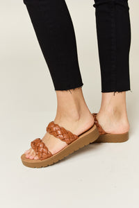 Thumbnail for WILD DIVA Woven Dual Band Platform Sandals