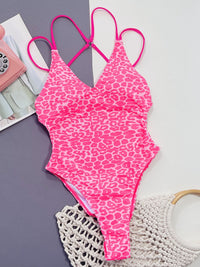 Thumbnail for Leopard Plunge Spaghetti Strap One-Piece Swimwear