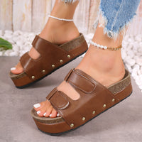 Thumbnail for PU Leather Studded Platform Sandals