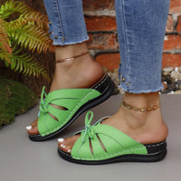 Thumbnail for Tied Open Toe Low Heel Sandals