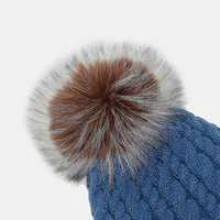 Thumbnail for Cable Knit Winter Hat with Pompom