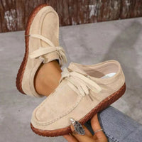 Thumbnail for Tied Suede Round Toe Sneakers