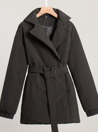 Thumbnail for Puffer Long Sleeve Winter Coat with Belt