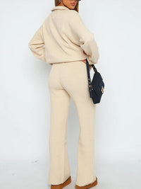 Thumbnail for Quarter Zip Long Sleeve Top and Pants Set