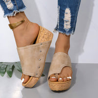 Thumbnail for PU Leather Wedge Sandals