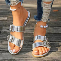 Thumbnail for Open Toe Double Buckle Sandals