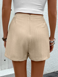 Thumbnail for Pocketed High Waist Shorts with Zip