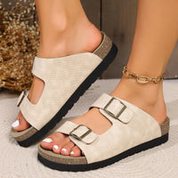 Thumbnail for PU Leather Buckle Sandals