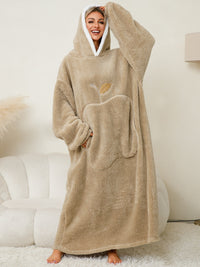 Thumbnail for Pocketed Contrast Long Sleeve Hooded Lounge Dress