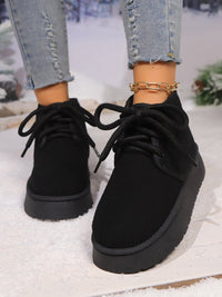 Thumbnail for Lace Up Round Neck Platform Suede Boots