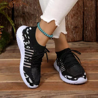 Thumbnail for Breathable Leopard Mesh Lace Up Sneakers