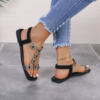 Thumbnail for Rhinestone Butterfly Flat Sandals