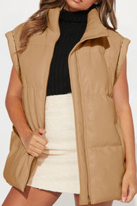 Thumbnail for Zip Up Vest Coat with Pockets